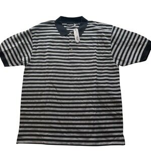 212 NYC Mens Polo Shirt 2XL Grey Black Striped Short Sleeve Cotton K903(D) NWT